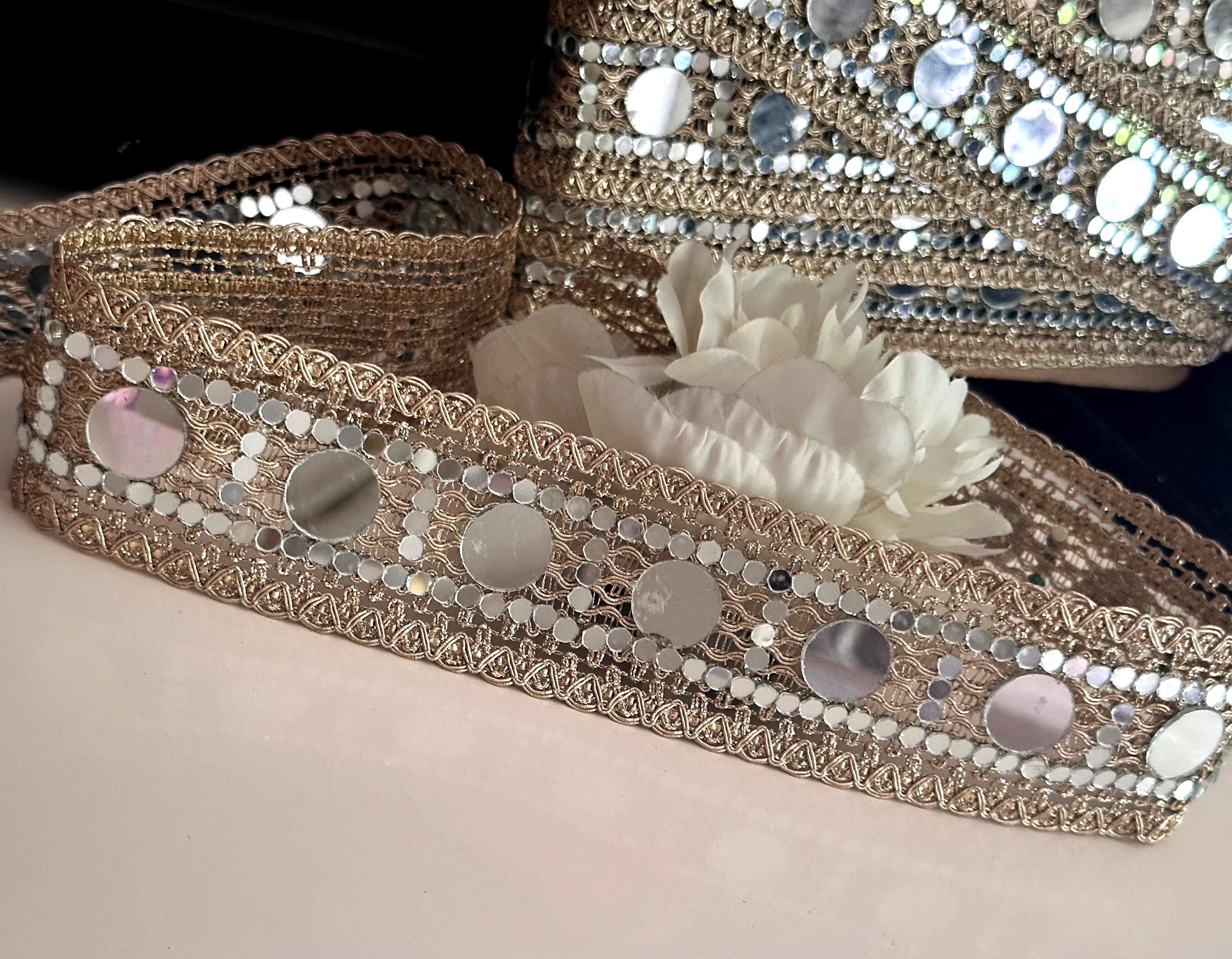 Gold Mirror Sparkly Belt Festive Outfit Accessory Waist 