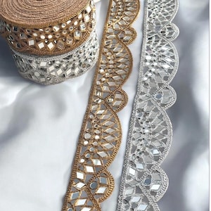 Specchio a mano con bordo lavorato a capesante dorato, cintura a specchio, accessorio per costume, fascia, gioiello da collo, da sposa e da festa, tagliato su misura.