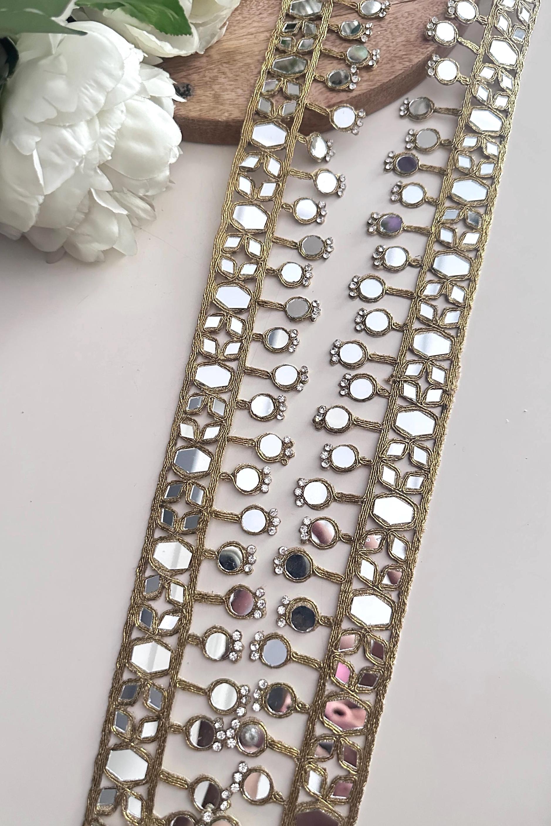 Belt, champagne, beads and mirrors belt. Belts With Mirror Work - Etsy main image 4