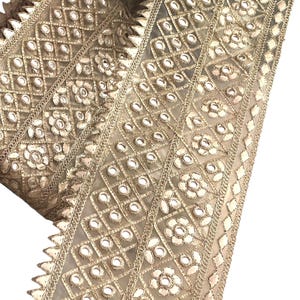 Broad Mirror Gota Embroidered Border 13cm Cutwork Sari Trim for Indian Wedding Dress Bridal Belt Decorative Indian Lace Sewing Craft by Yard