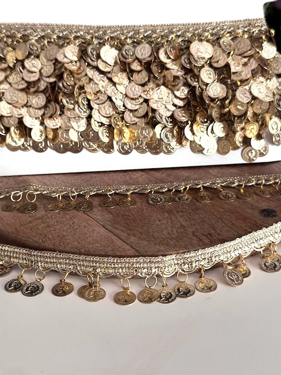 Gold Metal Coin Trim Lace for Belly Dance Boho Waist Belt  display picture 3