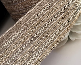 Décoration Vintage Ruban Fleuri Brodé 6 Mètres - Dentelle à Perles Pour Couture DIY - Décoration Mariage Décoration Robes Mariage