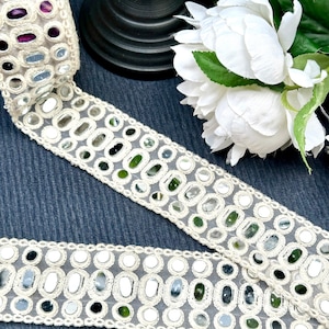 Adorno de encaje de algodón bohemio blanco, espejo, encaje bohemio para vestido de boda de playa, conjunto bohemio, bolso de artesanía, diadema, cinturón, estilo bohemio, atrapasueños de encaje