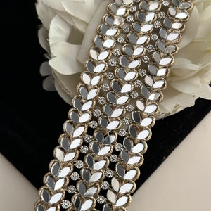 Glittery Mirror Trim Light Gold Costume Mirror Belt Lace For Beach Wedding Dress Costume Accessory Add on Rave Party Trim DIY Belt For Dress