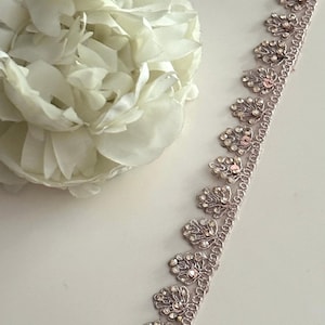 Dull Gold Zircon Embellished Beaded Border Trim Sew on Trim Indian Embroidered Sequin Lace Dress Sew On Trim Crafting Ribbon 9mtr 2cm