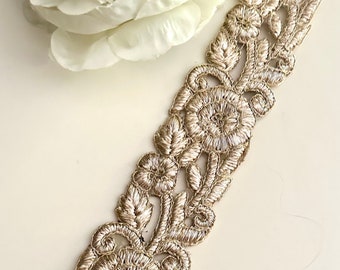 Rose gold cutwork dabka border handmade zari threadwork Indian trim crafted sewing ribbon wedding sash saree border dupatta by 5.5cm by yard