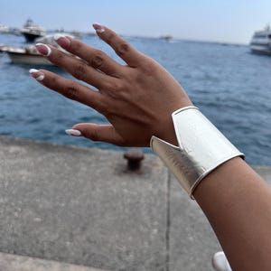 Handmade Silver Cuff Bracelet: Sculptural V-Cut Modern Jewelry