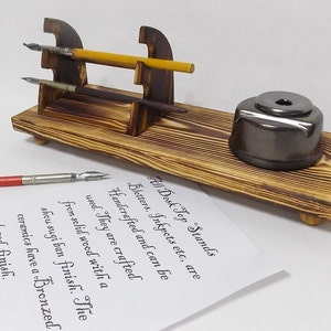Encrier à calligraphie en céramique avec pot et porte-stylo double présentoir pour fontaine d'encre de bureau