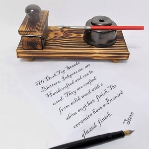MINI Ink blotter with ceramic Calligraphy inkwell ink pot stand desk top ink fountain dip pen