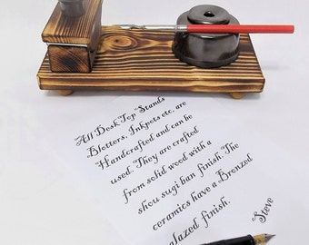 MINI Ink blotter with ceramic Calligraphy inkwell ink pot stand desk top ink fountain dip pen