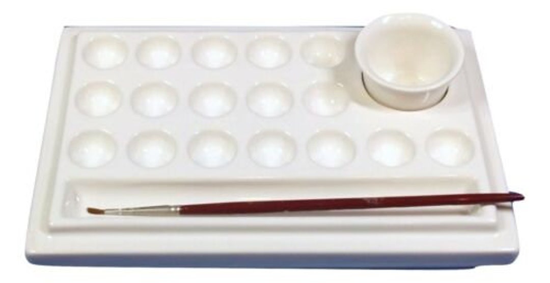 Art Palette WHITE Ceramic Artist Paint Palette 17 Wells Etsy
