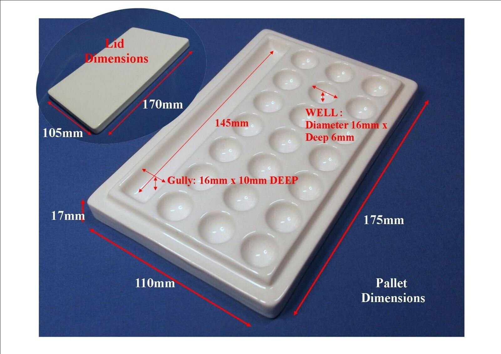 Art Palette WHITE Ceramic Artist Paint Palette With Lid 21 Etsy UK
