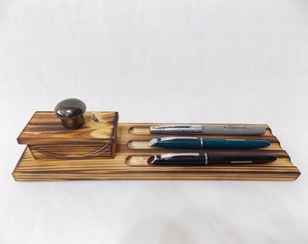 MINI Ink blotter and triple pen stand rest desk top ink fountain pen dip blotting paper holder blotter