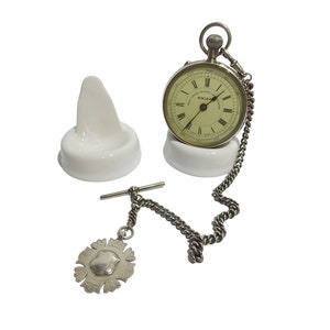 Pocket watch stands Ceramic , Set of 2 watch display stands. collectors watch stands colour choice Black, White or one of each
