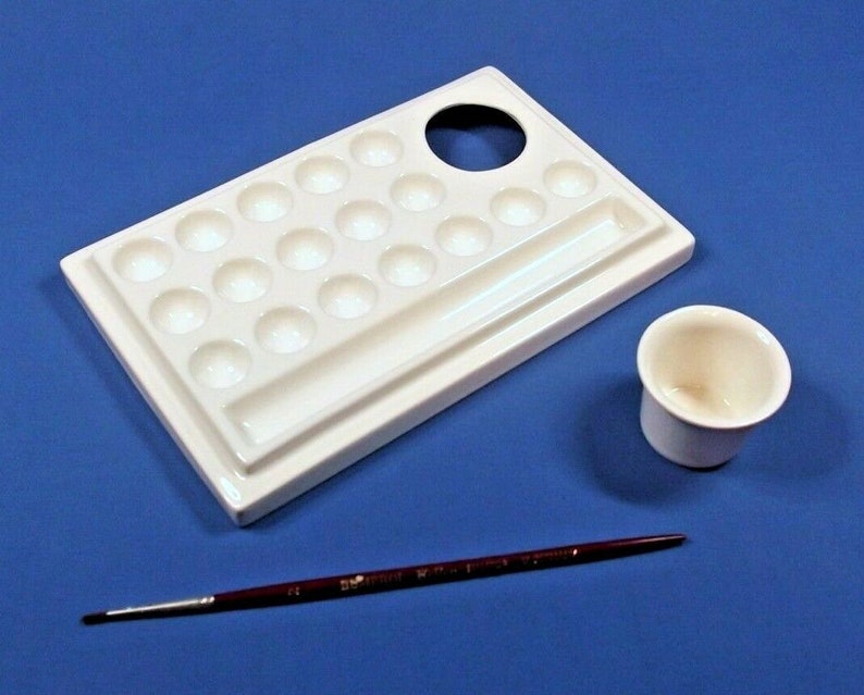 Art Palette WHITE Ceramic Artist Paint Palette 17 Wells Etsy