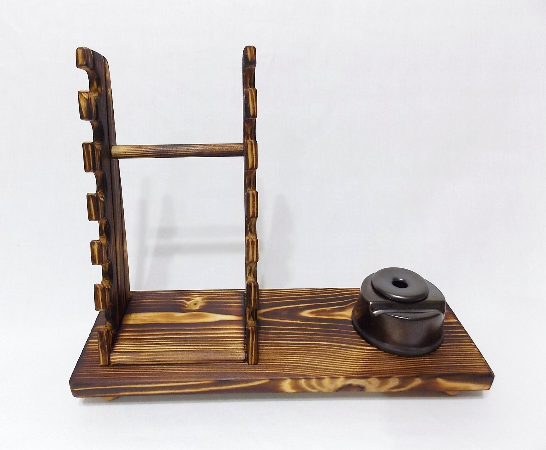Calligraphy Rak Calligraphy Inkwell & Pen Rack Holder Holds 6 Pens Desk Top Ink ...