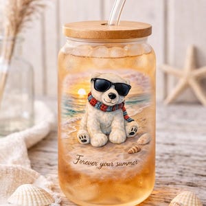 Mason Jar Cousins Beach – The Summer I Turned Pretty | Verre givré nounours sunset aesthetic | Cadeau fan été romantique