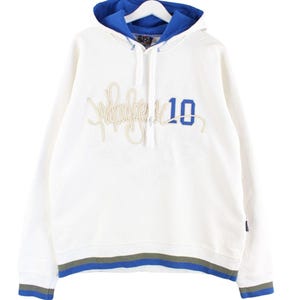 Sudadera con capucha pesada bordada vintage Y2K blanca M para hombre