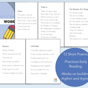 Children Poetry Early Reading Bundle, Early Reading Printables ...