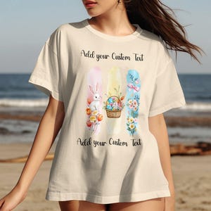 Chemise lapin de Pâques personnalisée : t-shirt panier floral, sweat à capuche et sweat-shirt