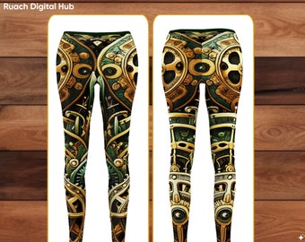 Steampunk Symphony - Leggings elastici skinny di design da donna, comfort senza tag, abbigliamento casual vivace, abbigliamento street style, leggings per le donne