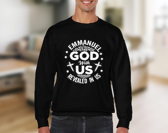 Emmanuel God With US T-Shirt, Jesus ChristTee, Women&#39;s Faith Shirt, Grace Pray Church Shirts, Salvation T-Shirt, Jesus Hoodie, Jesus Sweater