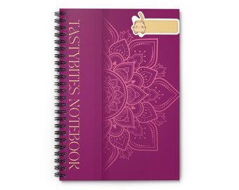 Ruled Line Spiral Notebook: Dark Grey Mandala Cover, 118 Pages