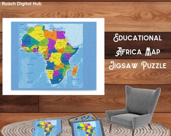 Puzzle éducatif carte de l'Afrique - Apprenez les pays et la géographie pour enfants et adultes, casse-tête, coffret cadeau puzzle, jouet éducatif
