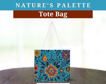 Floral Canvas Tote Bag: Large Polyester Shopping Bag