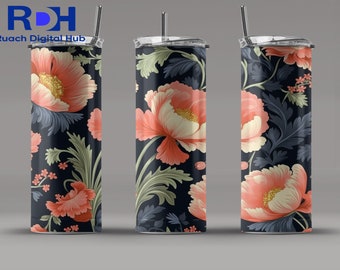 Coral Peony Becher 20 Unzen - Elegantes florales Edelstahl-Trinkgeschirr