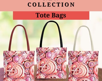 Kaleidoscope Dream Tote Bag: Vibrant Spun Polyester with Custom Handles