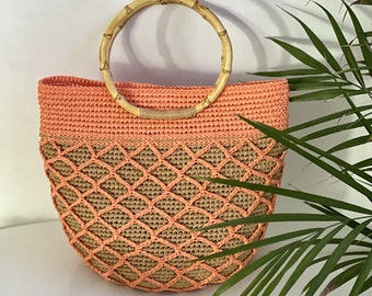 Raffia Basket Weave Handgefertigte Einkaufstasche