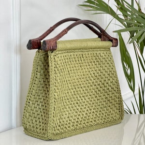 Olive Raffia Bag