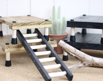 Wooden Reptile Basking Platform – Vivarium Decor & Accessories for Lizards, Snakes, Hamsters, and Gerbils. Available in Two Variations!