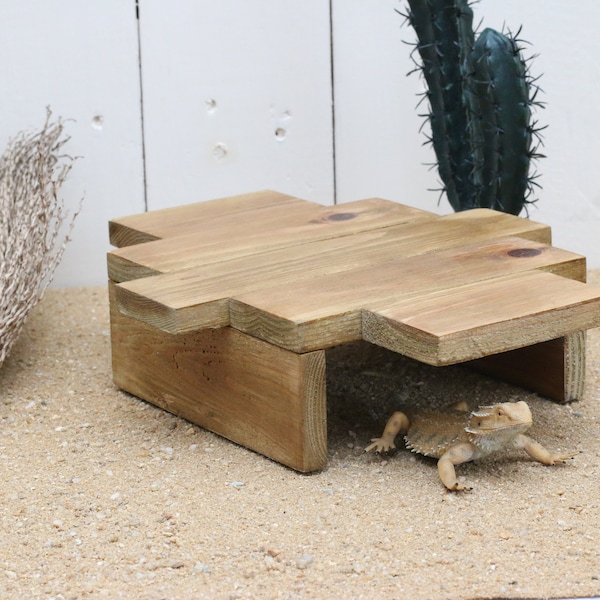 Funky Reptile Hide With Basking Platform – Leopard Gecko and Bearded Dragon Vivarium Decorations. Ideal Pet Accessories and Small Gifts