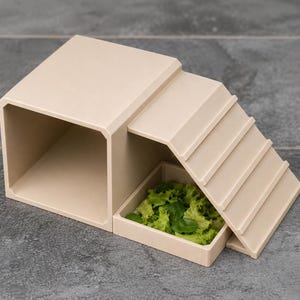 Leopard Gecko, Bearded Dragon & Ball Python Hide - Modular Basking Platform Reptile Enrichment Enclosure Decor Base + Feeding Bowl
