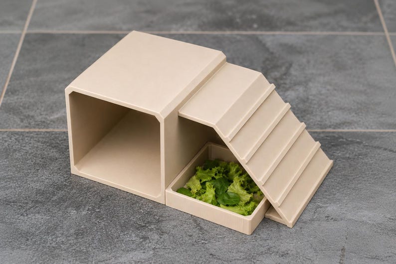 Leopard Gecko, Bearded Dragon & Ball Python Hide - Modular Basking Platform Reptile Enrichment Enclosure Decor Base + Feeding Bowl