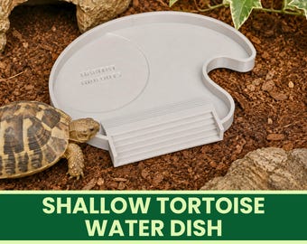 Tortoise Hydration Dish | Shallow Water Bowl for Hermann’s & Horsfield Tortoises | Anti Spill Reptile Water Tray | Enclosure Feeding Dish