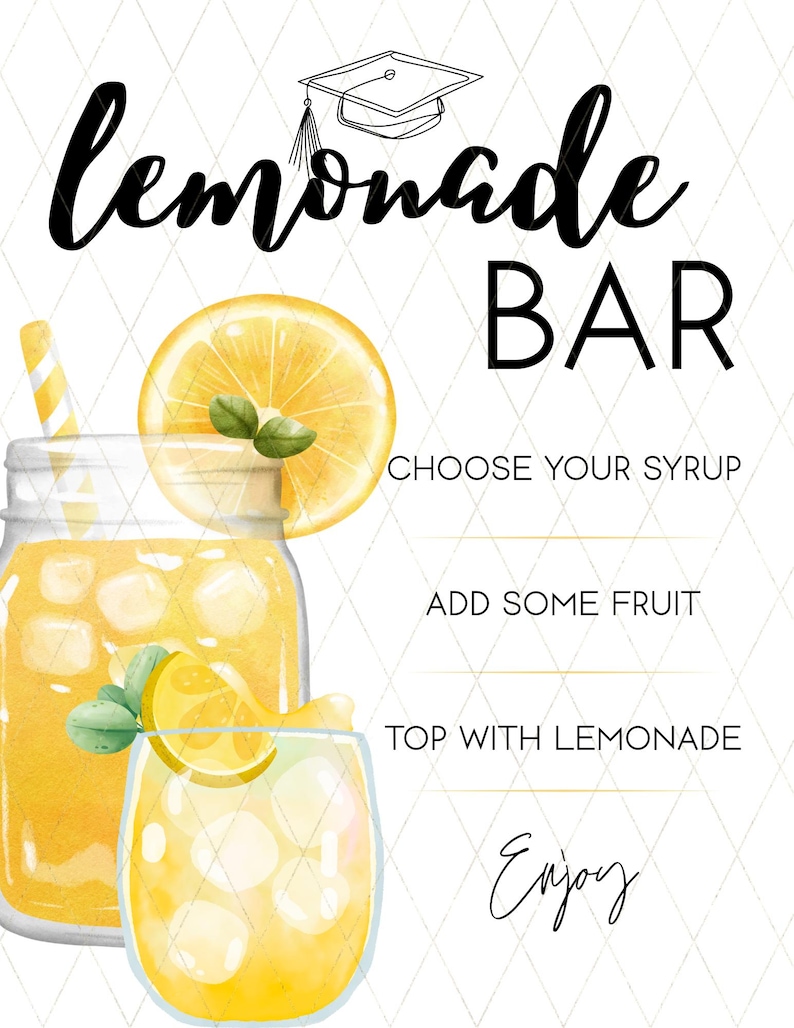 Graduation Lemonade Bar Sign, Drink Menu (digital Download) - Etsy