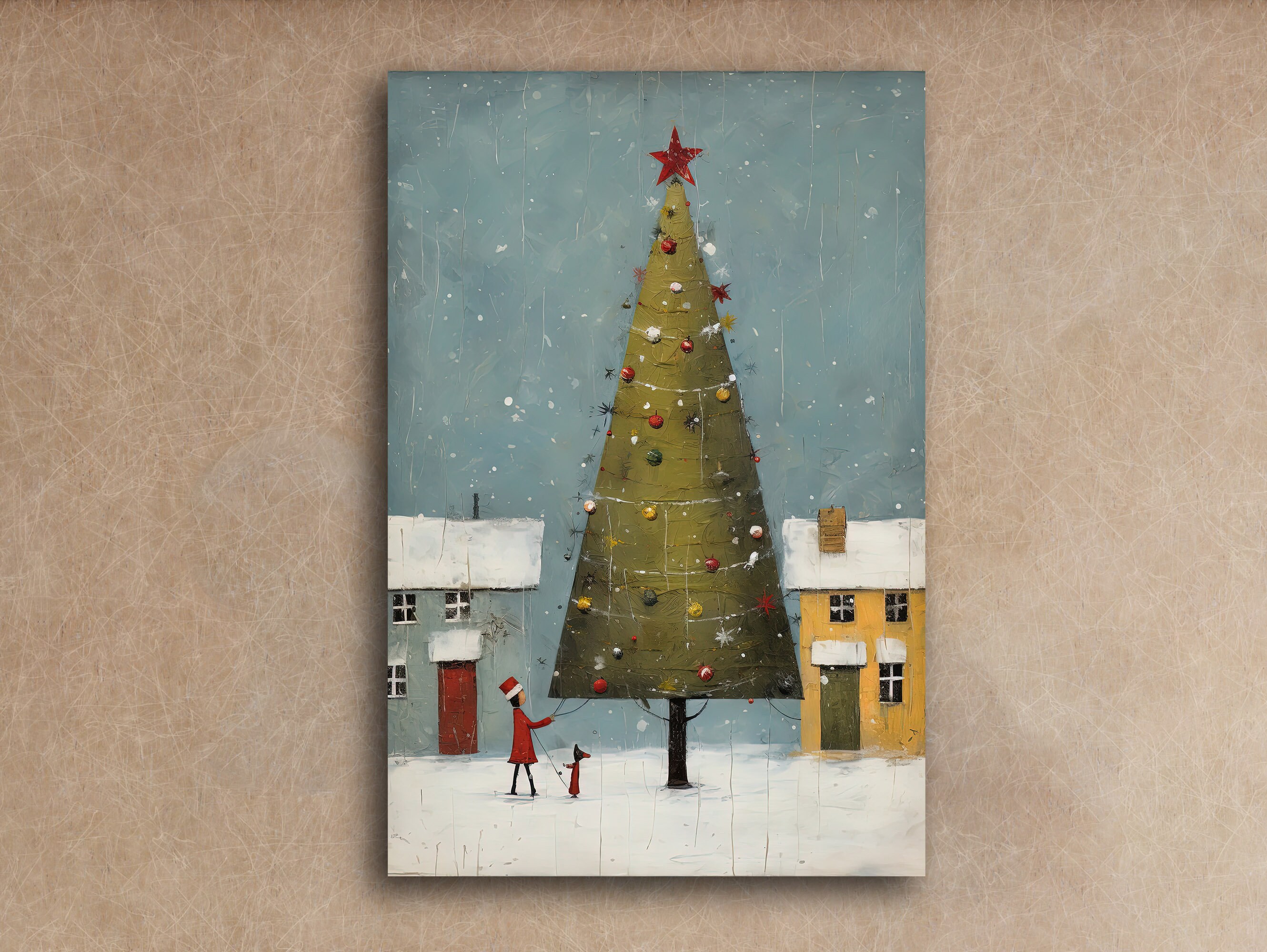 Whimsical Christmas Tree Canvas Print, Holiday Wall Art, Festive Home