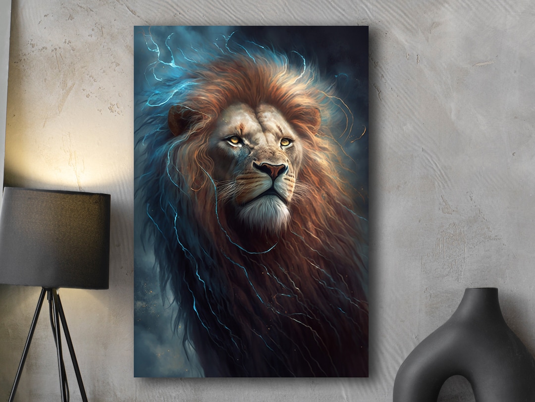 Extra Large Lion Canvas Wrapped Wall Art for Home Decoration, Wildlife
