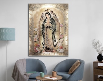 The Virgin of Guadalupe Canvas Print Art, Religious Wall Art, Christian Decor, Office Wall Decor, Virgin Mary Print on Canvas, Gifts