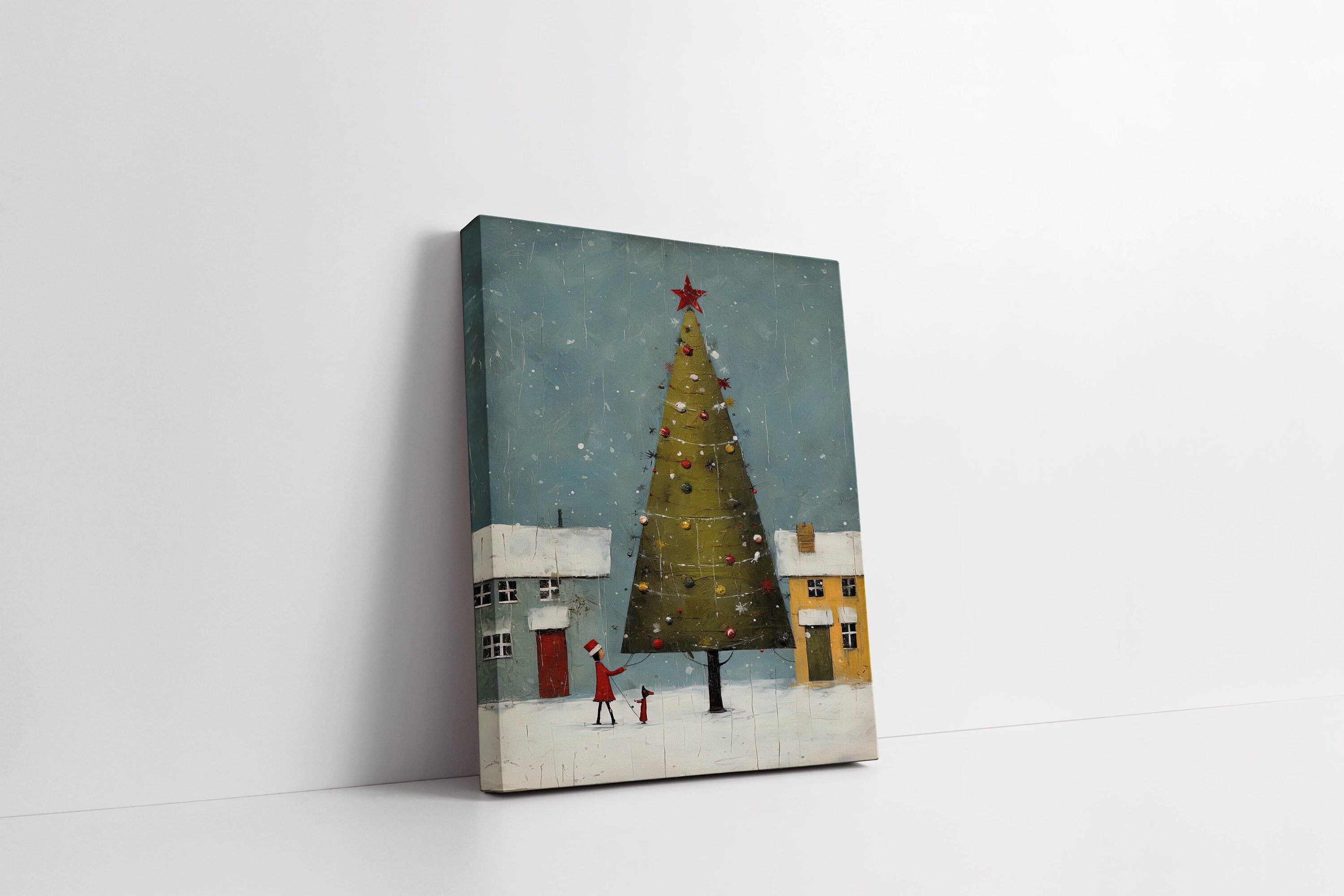 Whimsical Christmas Tree Canvas Print, Holiday Wall Art, Festive Home
