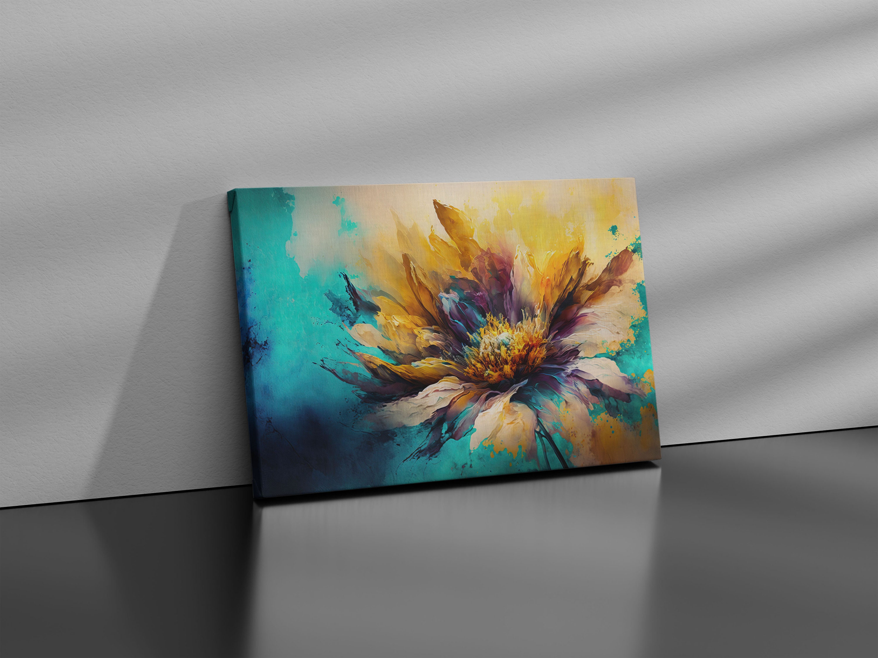 FOCCAR Aquarell Blumen Leinwand - Rote Blumen Wandkunst Für Wohnzimmer & Schlafzimmer