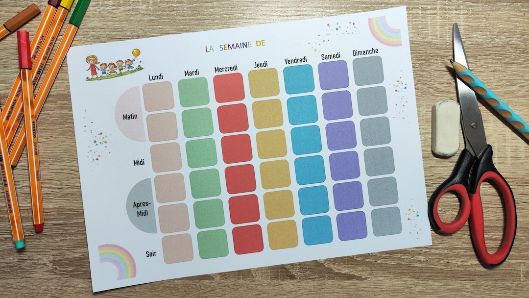 Semainier Enfant à Télécharger - Etsy