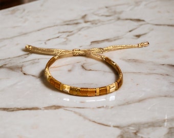 Bracelet Miyuki tila topaze,  plaqué or 24k taille ajustable , bracelet japonais boho chic cadeau pour elle