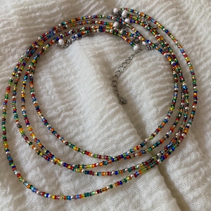 Naszyjnik z wielobarwnych koralików ziarnistych i srebra miyuki, fantazyjny choker dla kobiet