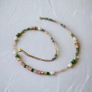 Natural pearl and semi-precious stone necklace, handmade fancy necklace for women
