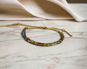 Double bracelet miyuki rainbow coulissant pour femme