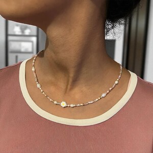 Miyuki Pearl & Stainless Steel Necklace – Unique Handmade Creation, boho necklace, minimalist for women